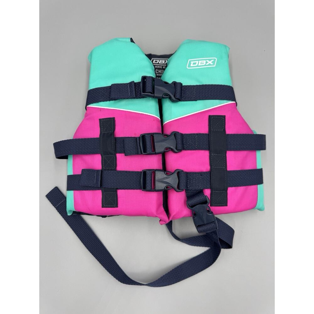 DBX Child Life Vest Verve Type III Coast Guard Approved 30 50 lbs Pink Teal